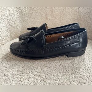 Brass Boot Mens 11M Black Leather Tassel Loafers Dress Shoes Classic